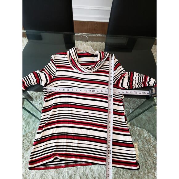 Women's Zenergy by Chico's Red & Black Striped Cowl Neck Long Sleeve Top Size L - Picture 11 of 11